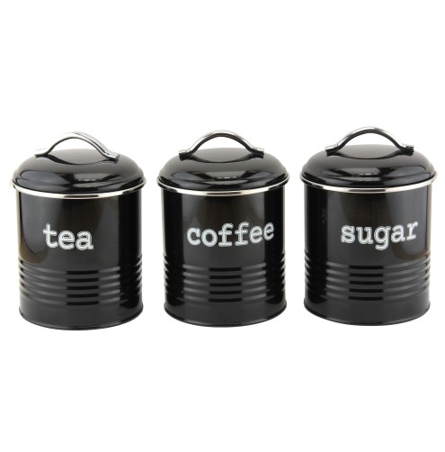 Tea,Coffee and sugar canister in Black  